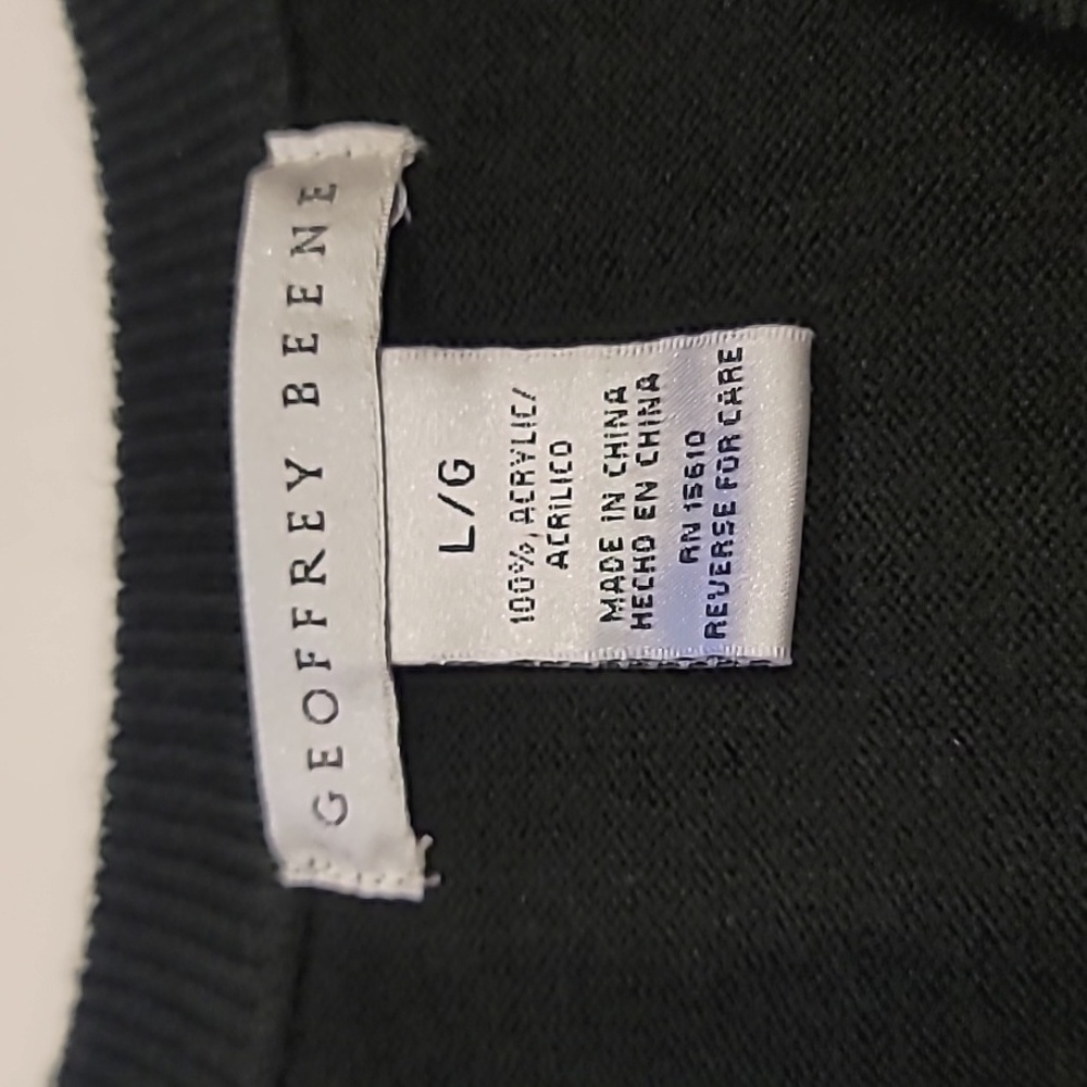 Geoffrey Beene Pullover V-Neck Cable Print Front Vest Black Large - Picture 6 of 10